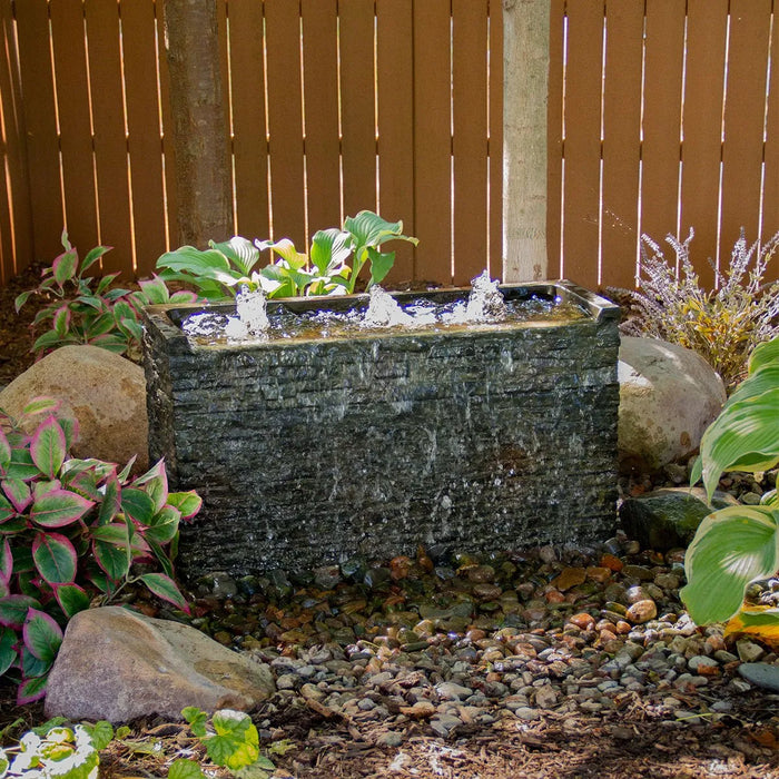 Small Straight Stacked Slate Wall Base - 33cm