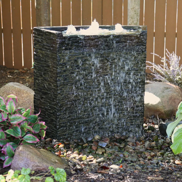 Large Curved Stacked Slate Wall Base - 66cm